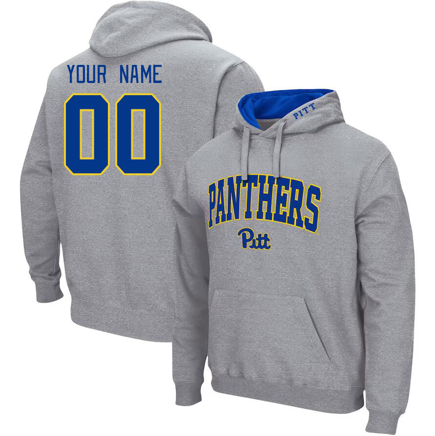 Custom Pitt Panthers Name And Number College Hoodie-Gray